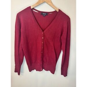 Active USA Classic Women's Sweater Red With Buttons & Sleeve Buttons Size Small